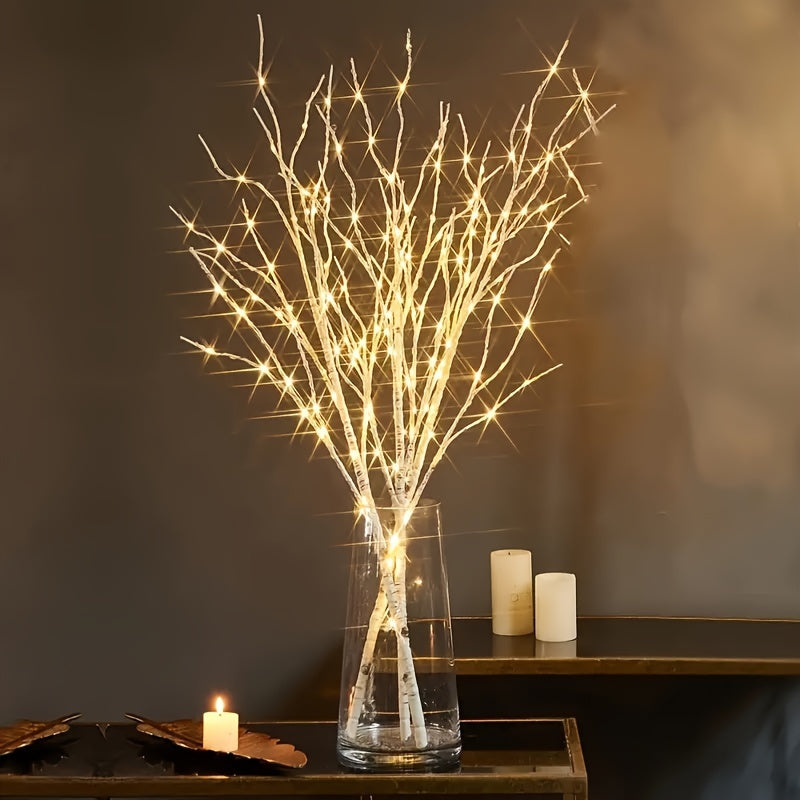 Luminous Birch Branch Decorative Light and candles