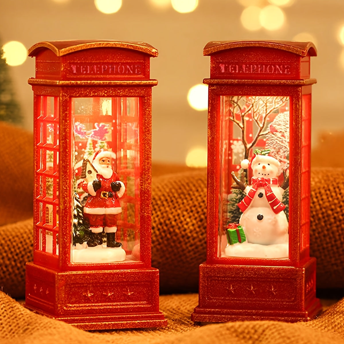 Christmas Eve Phone Booth Decor with santa Claus and snowman