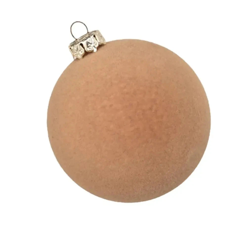 beige 12 Pieces Of Christmas Velvet Ball Ornaments