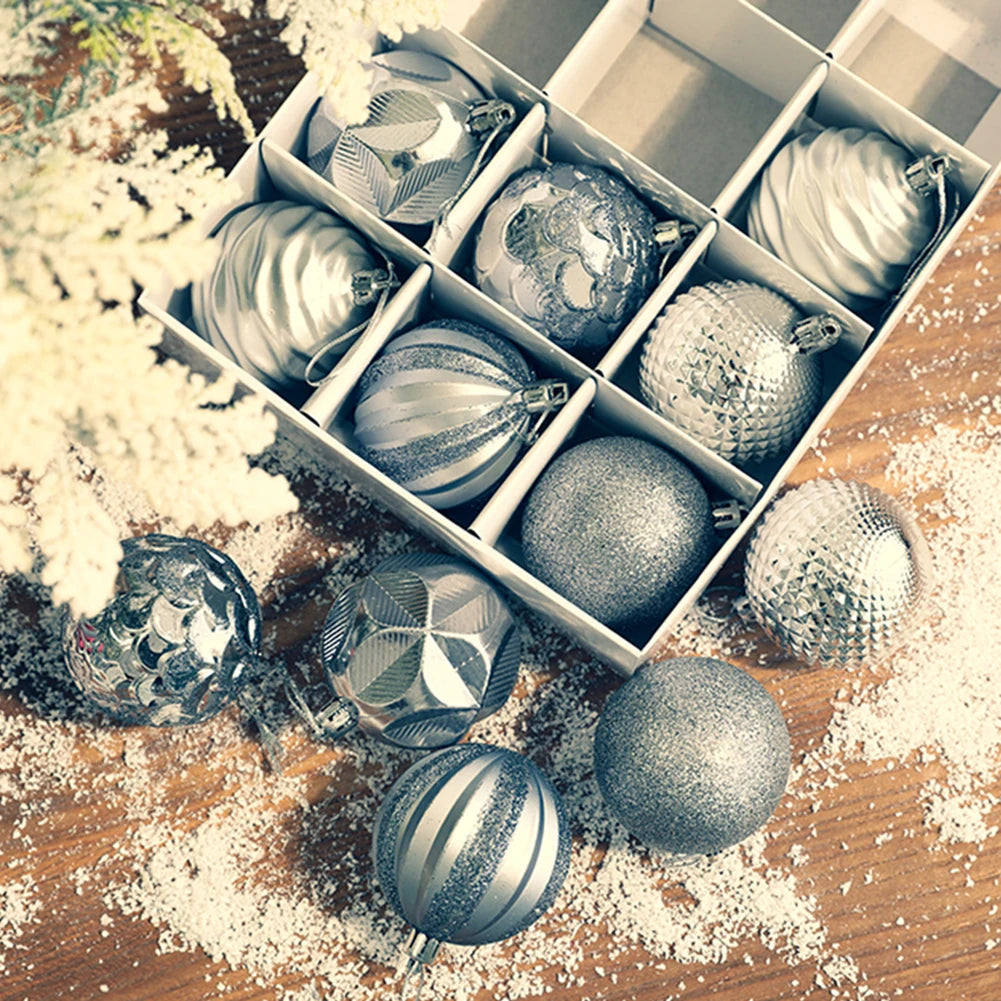 Christmas Decorative Balls Silver with snow