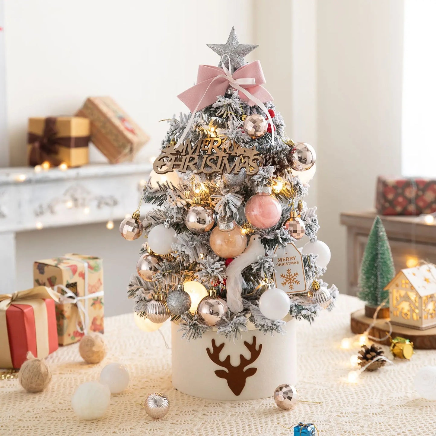 Pink and Silver Mini Christmas Tree