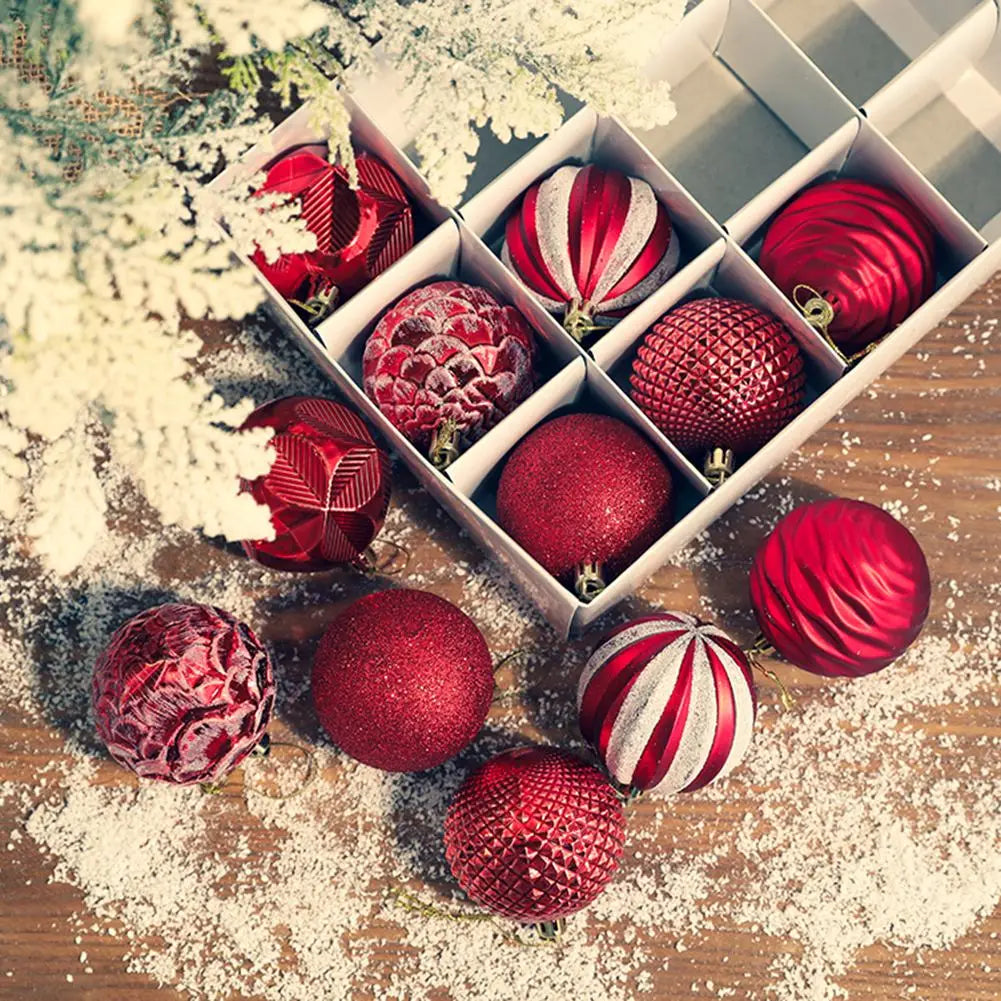 Christmas Decorative Balls Red with snow