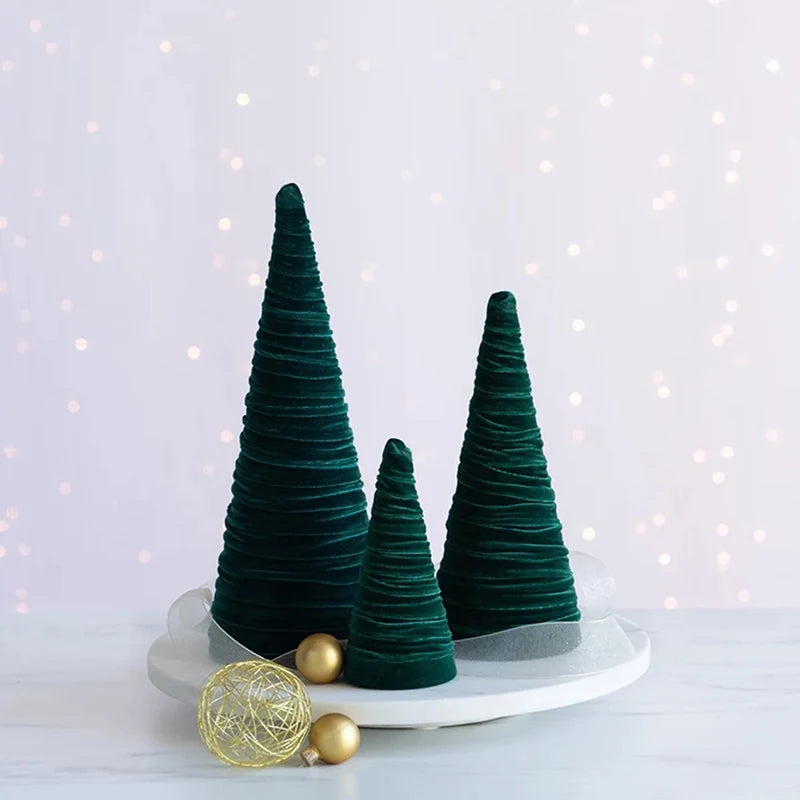 A green set of Handmade Velvet Christmas Tree