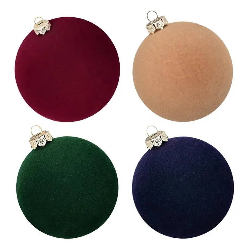 red, green, beige and blue 12 Pieces Of Christmas Velvet Ball Ornaments