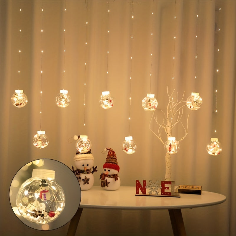 Christmas Curtain Lights with Snowman inside 