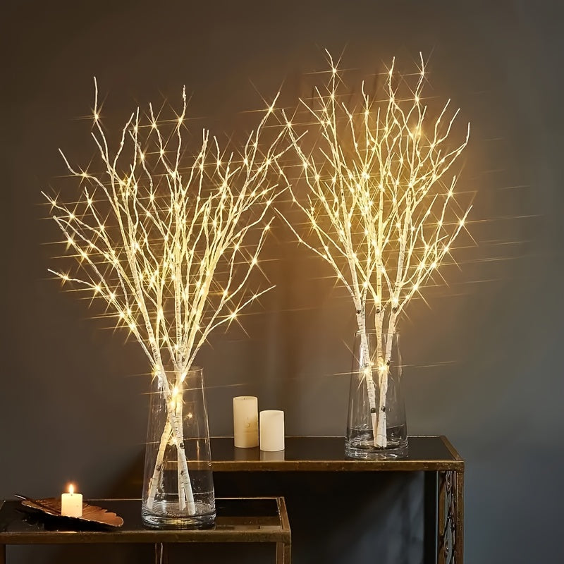 Luminous Birch Branch Decorative Light and candles