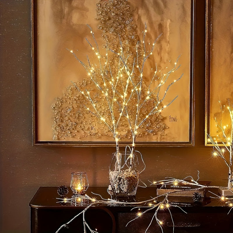 Luminous Birch Branch Decorative Light and candles